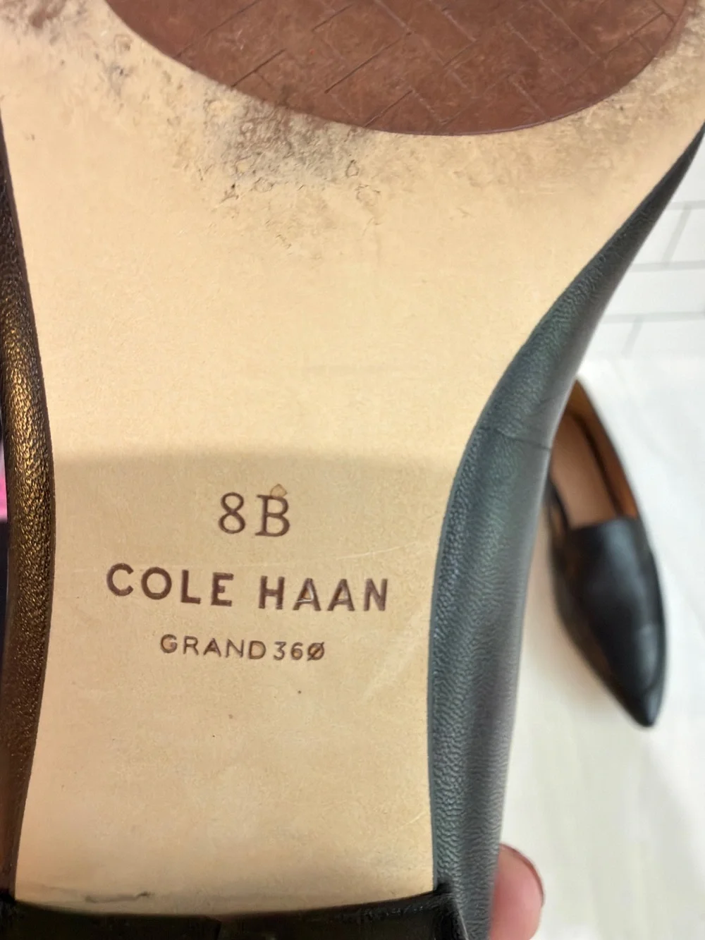 COLE HAAN VALANTINO POINTED TOE LOAFERS BLACK LEATHER SIZE 8 CAREER EASY WEAR